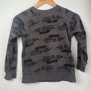 Hanna Andersson Car AOP Grey Crewneck Sweater 6-7Y